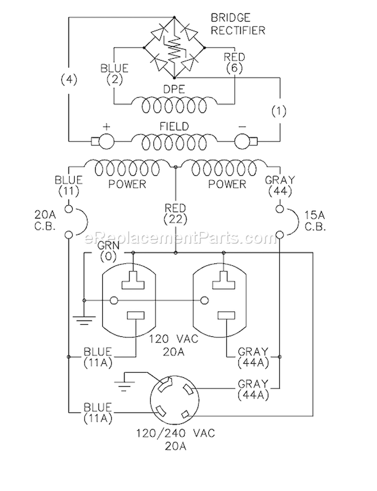 Page C Diagram and Parts List for 1576-0  Briggs and Stratton Generator